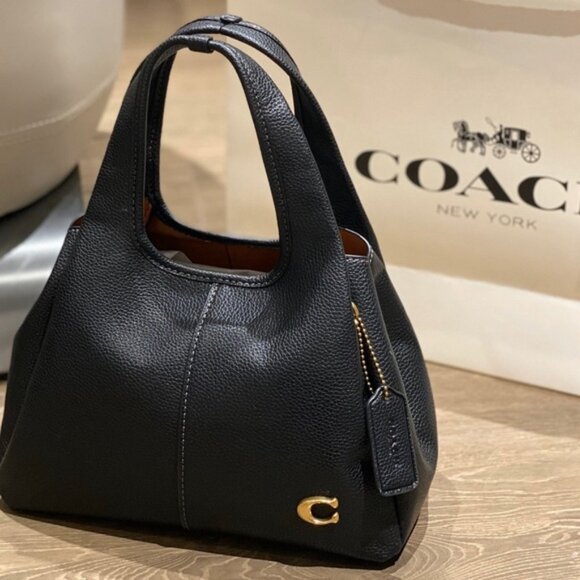 Coach Black Leather Mini Bag with Gold Accent - Picture 1 of 7